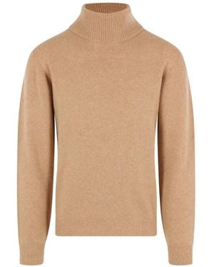 Roberto Collina Ribbed-Trim Turtleneck Jumper - Natural