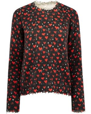 R13 Heart-Print Top - Black