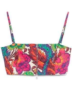 Etro Floral-Print Cropped Top - Pink