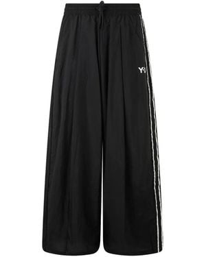 adidas X Y-3 Raw Edge Logo-Print Wide-Leg Palazzo Pants - Black