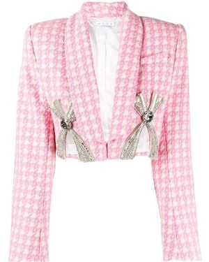 Area Deco Bow Slit Cropped Blazer - Pink