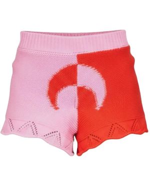 Marine Serre Crochet Knit Shorts - Red