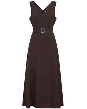Blanca Vita Robe Mi-Longue Ceinturée À Col V - Purple