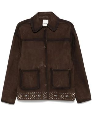 Sandro Suede Jacket - Brown