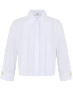 Elisabetta Franchi Cropped Pintuck Shirt - White