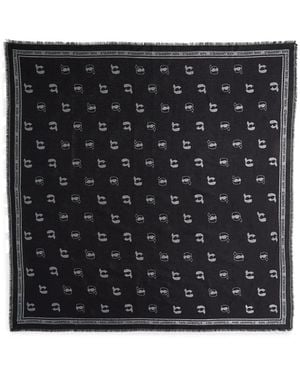 Karl Lagerfeld Ikon ジャカード スカーフ - ブラック