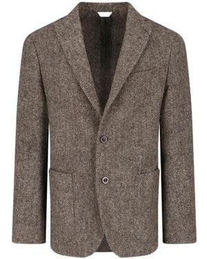 Boglioli Herringbone-Pattern Wool Blazer - Brown