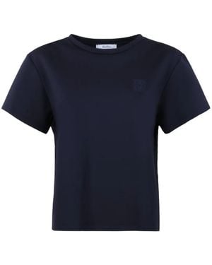 Max Mara Quagga Logo-Embroidered T-Shirt - Blue