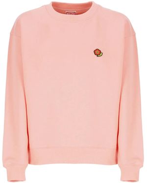 KENZO Flower-Embroidered Cotton Sweatshirt - Pink