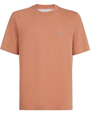 Brunello Cucinelli Logo-Detail Crew-Neck T-Shirt - Orange