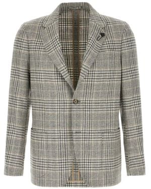Lardini Checked-Pattern Single-Button Blazer - Grey