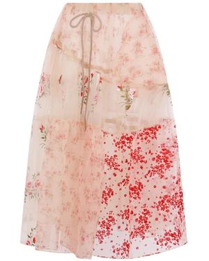 Simone Rocha Floral-Patchwork Embroidered Skirts - Pink