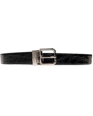 Dolce & Gabbana Crocodile-Effect Buckle-Fastening Belt - White