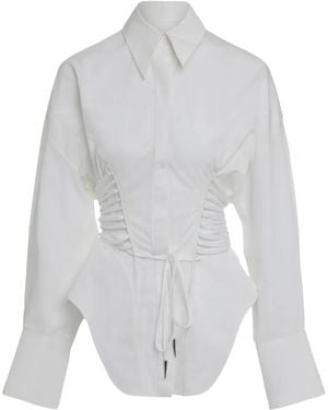 Mugler Corset-Detail Cotton Shirt - White