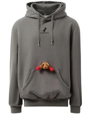Doublet X Marais Embroidered Kangaroo-Plush Hoodie - Grey
