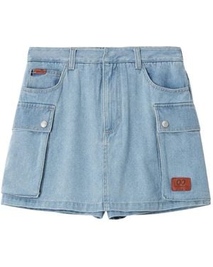 Chocoolate Cargo-Pocket Mini Skirt - Blue
