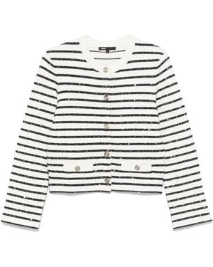 Maje Cardigan À Rayures - Blanc