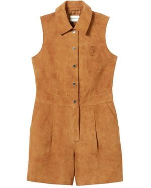Claudie Pierlot Collared Embroidered Jumpsuit - Brown