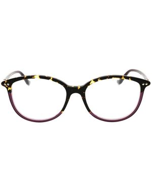 Emozioni Tortoiseshell-Effect Oval-Frame Glasses - Black