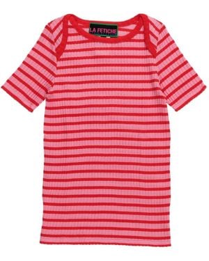 La Fetiche Jaja Striped Ribbed Top - Red