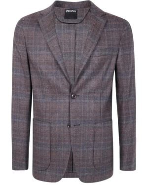 ZEGNA Checked Wool Jacket - ブルー