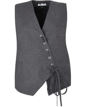 Alohas Lace-Up Vest - Grey