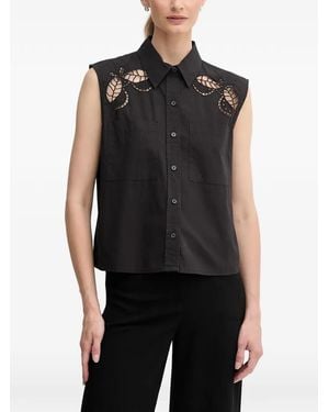 DKNY Cut-Out Detail Sleeveless Shirt - Black