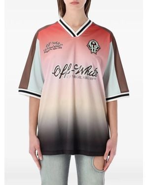 Off-White c/o Virgil Abloh Soccer V-Neck T-Shirt - Red