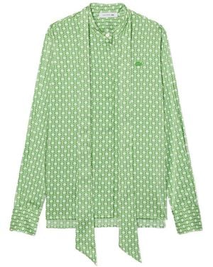 Lacoste Patterned Tie-Neck Shirt - Green