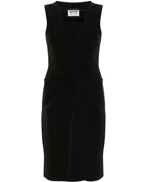 Moschino Gathered V-Neck Dress - Black