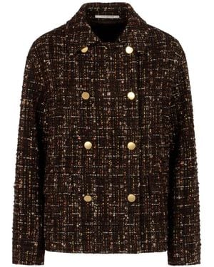 Tagliatore Double-Breasted Tweed Coat - Brown