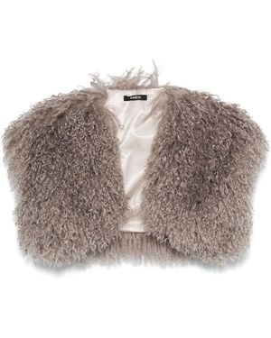 Amen Faux-Fur Cropped Gilet - Brown