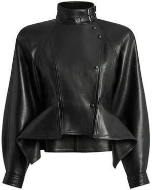 Balmain Lambskin Peplum Jacket - Black