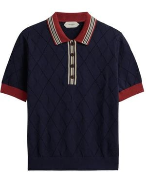 Pringle of Scotland Argyle-Textured Polo Top - Blue