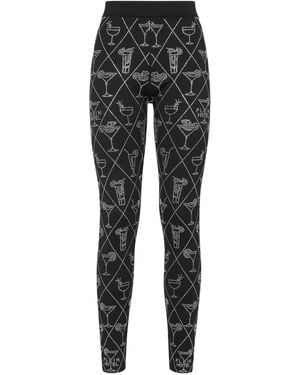 Philipp Plein Crystal-Embellished Cocktail-Motif Leggings - Black