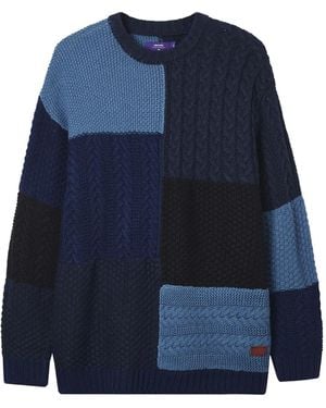 AFTERMATHS Pull À Design Patchwork - Bleu