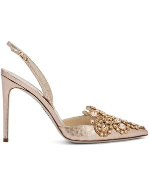 Rene Caovilla Escarpins À Ornements En Cristal 105 Mm - Métallisé