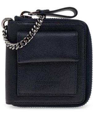Giorgio Armani Chain Zip Leather Wallet - Blue