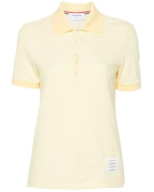 Thom Browne Striped Logo-Patch Polo Shirt - Natural