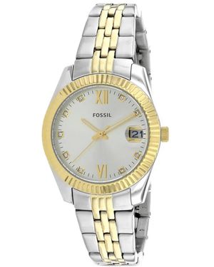 Fossil Montre Scarlette Mm À Lunette Cannelée - Métallisé