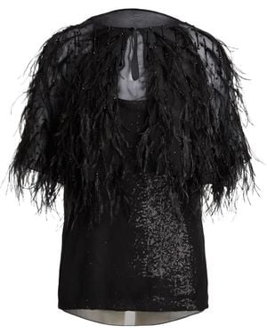 Ralph Lauren Feather-Embellished Blouse - Black