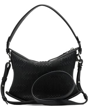 Delvaux Pin Swing Textured Shoulder Bag - Black