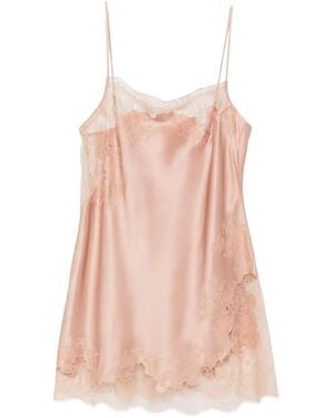 Carine Gilson Lace-Trim Silk Nightdress - Pink