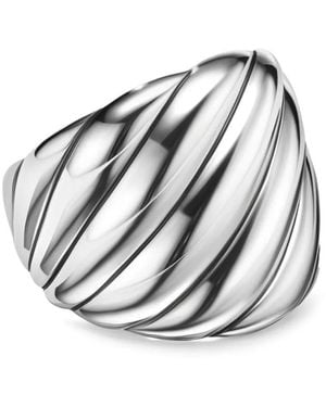 David Yurman Zilveren Sculpted Cable Ring Met Diamant (21Mm) - Wit