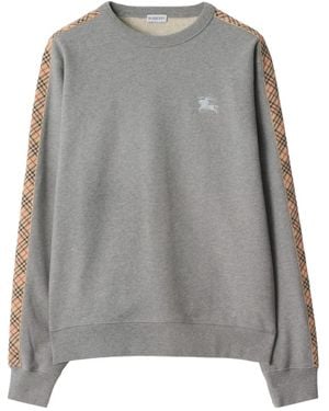 Burberry Check-trimmed cotton sweatshirt - Gris