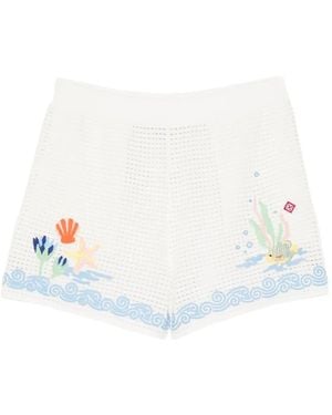 CASABLANCA Oasis Crochet-Knit Shorts - White