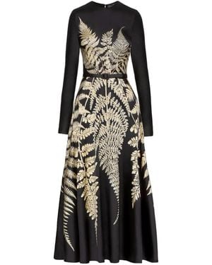 Oscar de la Renta プリント ベルテッドミディドレス - ブラック