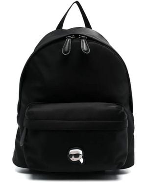 KARL LAGERFELD Logo-Patch Faux-Leather Backpack - Black