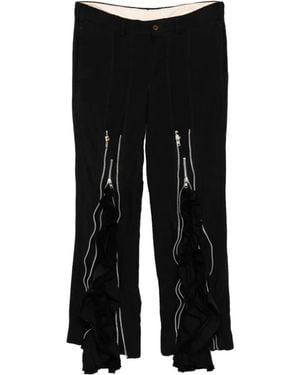 Comme des Garçons Ruffled Zip-Detail Trousers - Black