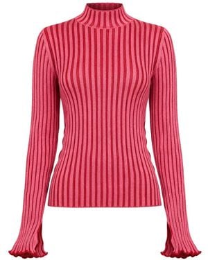 HUGO Gestreifter Pullover - Rot